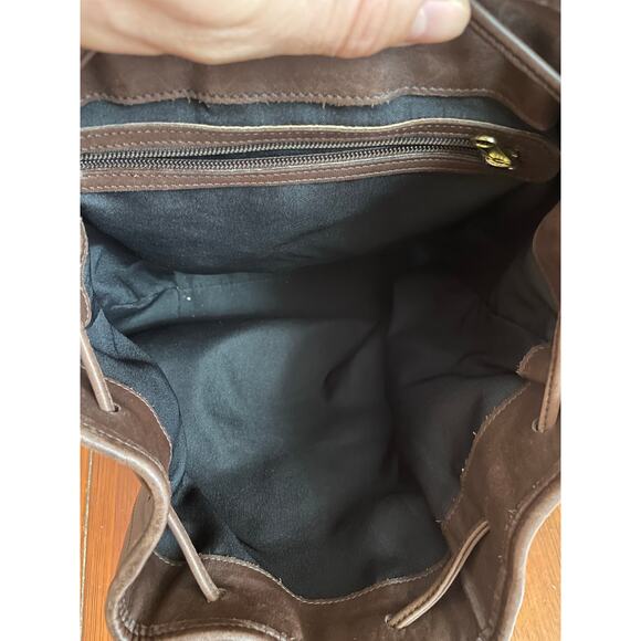 Vintage Coach Brown Leather Drawstring Backpack Brass Hardware main image 5